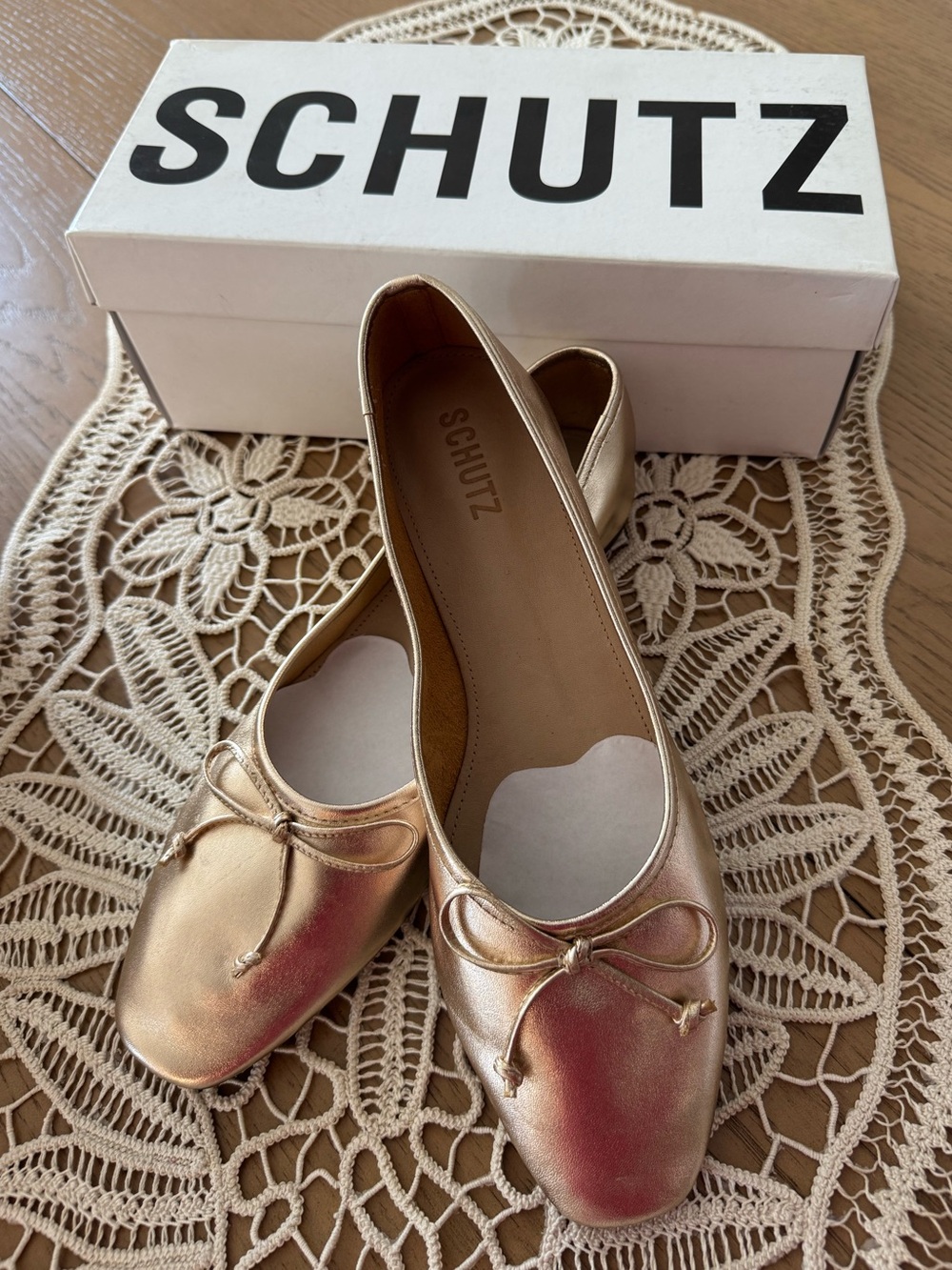 SCHUTZ - ARISSA GOLD LEATHER BALLET FLAT